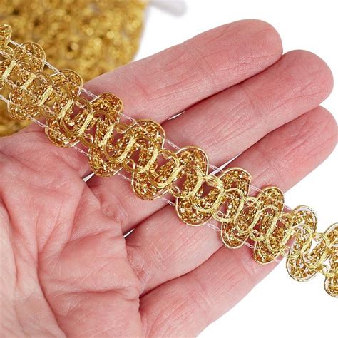 metallic gold fabric link gimp|Mandala Crafts Gold Gimp Braid Trim Roll .